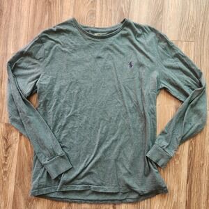 Polo Ralph Lauren T-Shirt Men's Medium Longsleeve Green Preppy Pony Embroidered‎